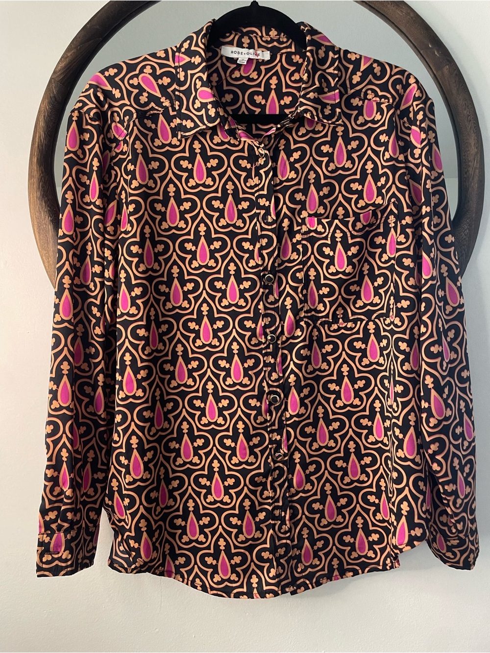 Rose & Olive pajama  set with Pink & Tan Geometric Print